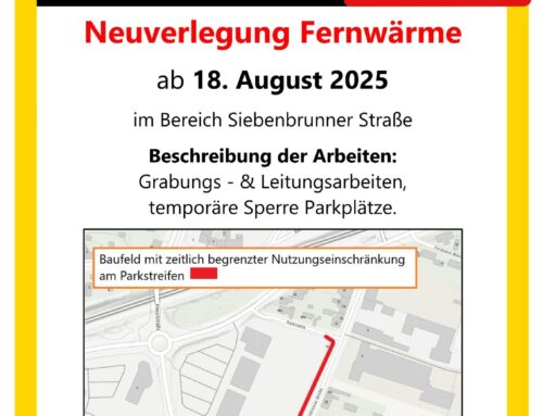Sperre Parkplätze – Siebenbrunner Straße ab 18. August