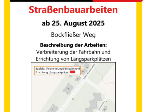 Bockfließer Weg – Straßenbauarbeiten ab 25. August
