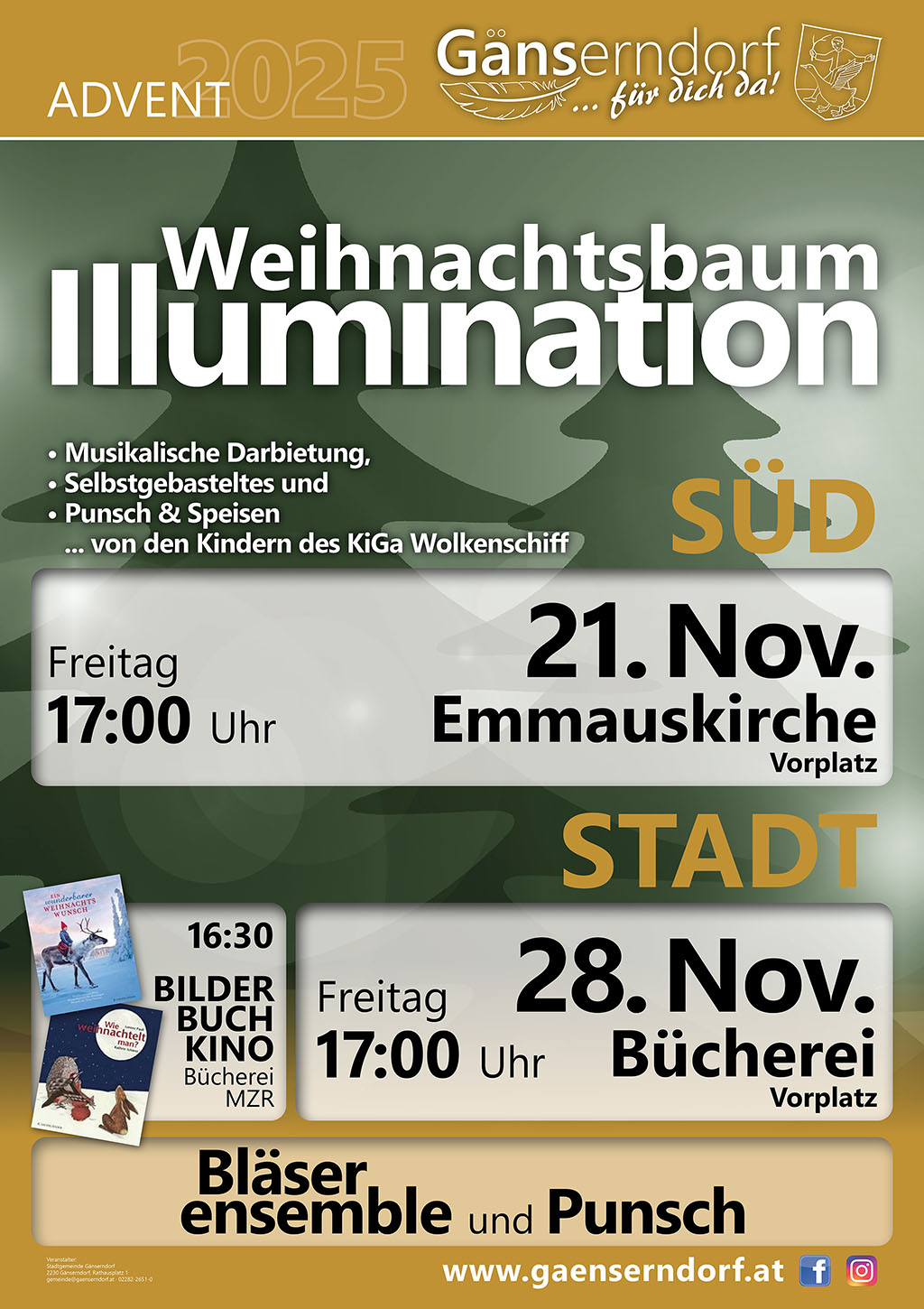 Weihnachtsbaum Illumination in Gänserndorf-Süd