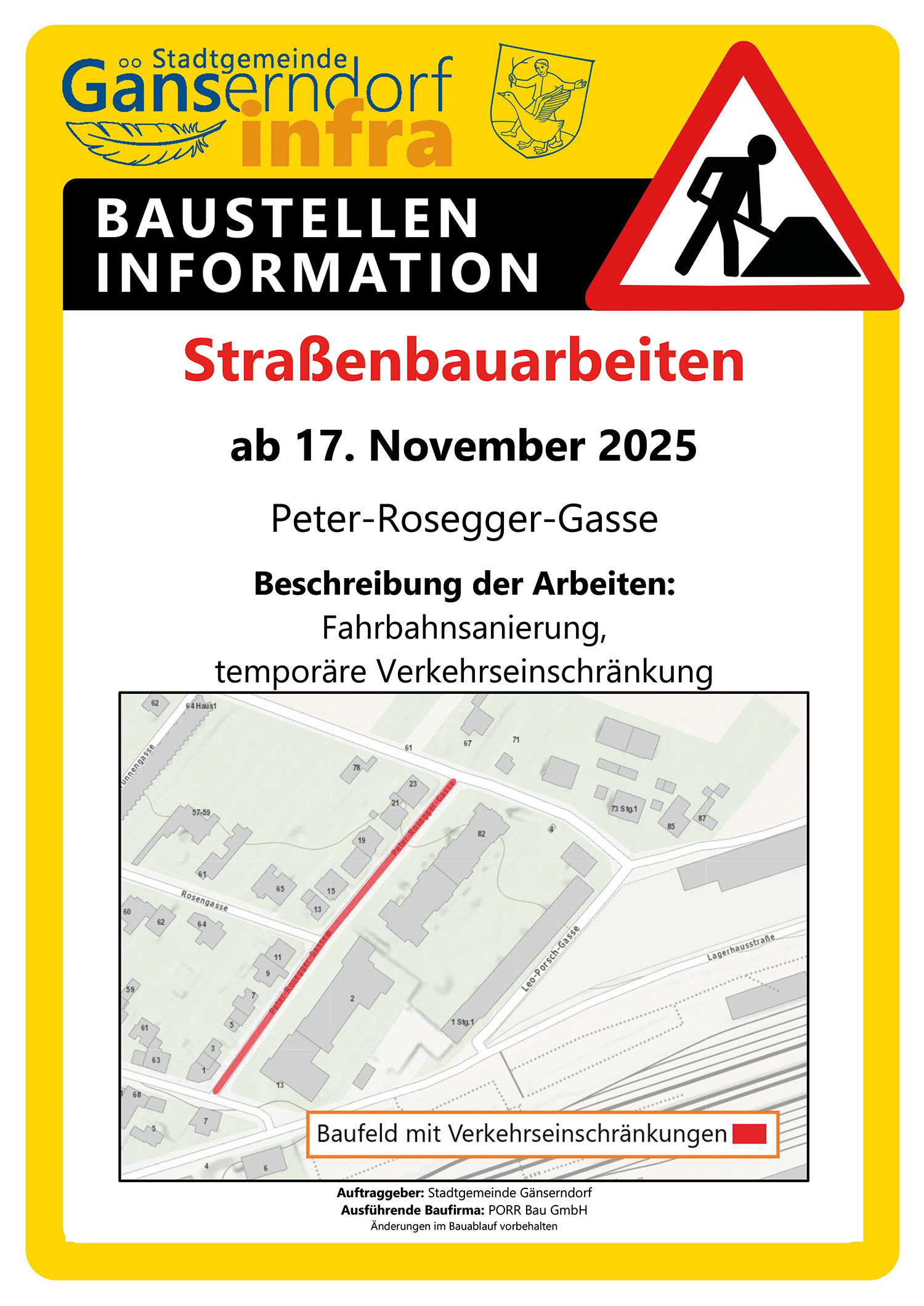 §90 23 2025 PORR Straßensanierung Peter Rosegger Gasse