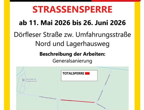 Straßensperre – 11. Mai bis 26. Juni – Dörfleser Straße