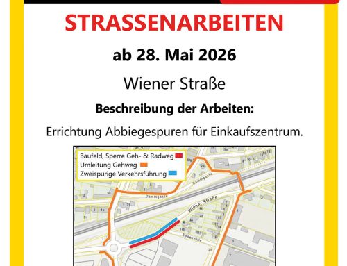 Straßenarbeiten | ab 28. Mai | Errichtung Abbiegespur Einkaufszentrum