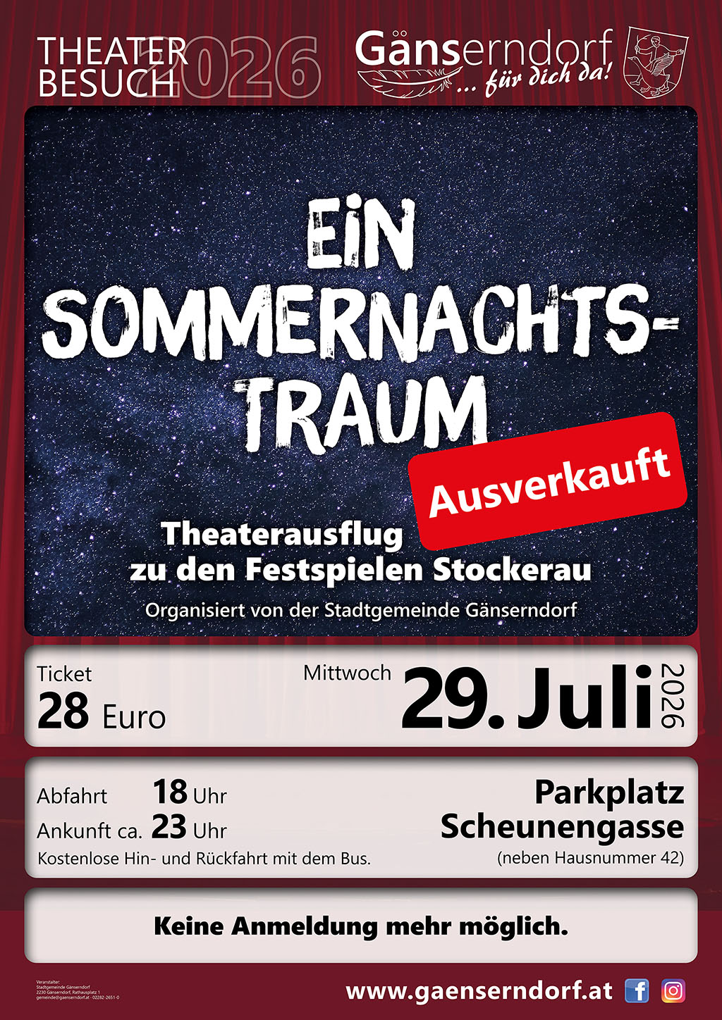 Theaterausflug "Ein Sommernachtstraum" zu den Festspielen Stockerau